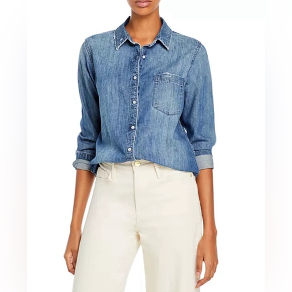 DL1961‎ Mercer & Spring Denim Button Down Shirt in Substance NWOT Size XS - Picture 1 of 11